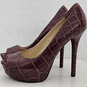 Enzo Angiolini Burgundy Crocodile Pattern Heels